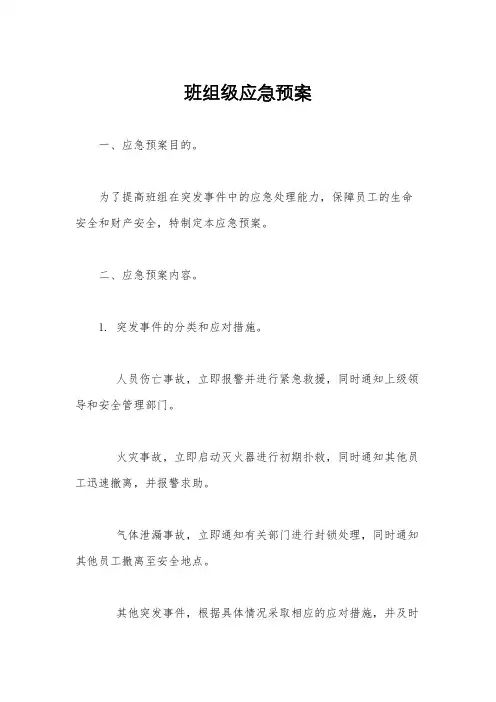 班组级应急预案