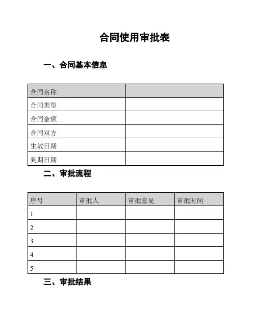 合同使用审批表