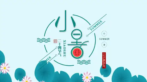 夏季小暑节气淡绿色清新淡雅通用PPT模板