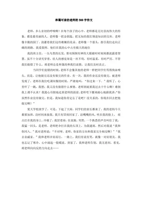 和蔼可亲的老师的300字作文