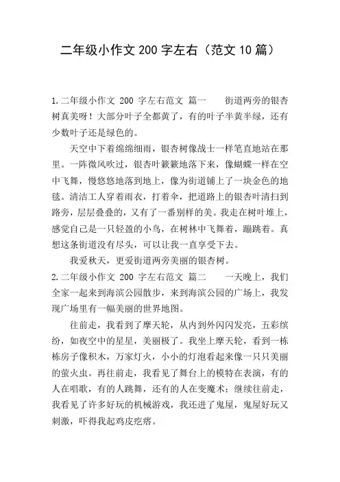 二年级小作文200字左右(范文10篇)