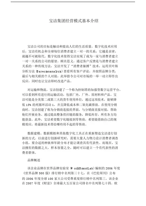 宝洁集团经营模式基本介绍.docx