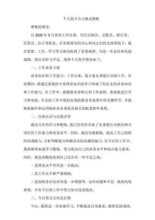 个人简介 公文格式模板
