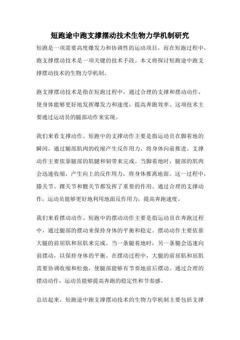 短跑途中跑支撑摆动技术生物力学机制研究