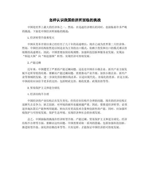 怎样认识我国经济所面临的挑战