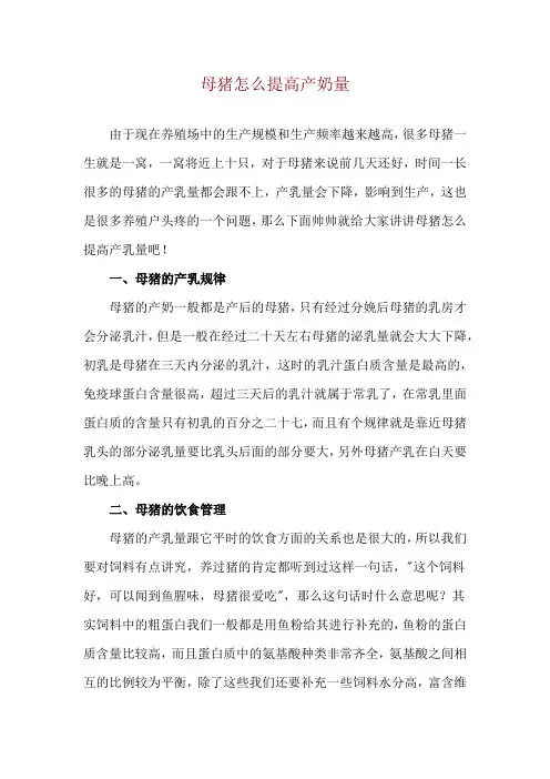 母猪怎么提高产奶量