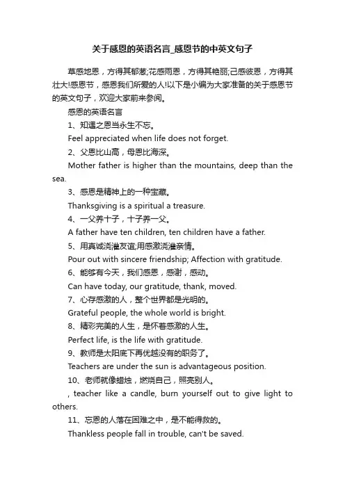 关于感恩的英语名言_感恩节的中英文句子