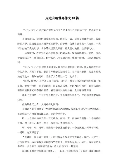 走进音响世界作文10篇精选范文