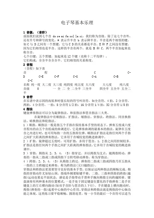电子琴基本乐理