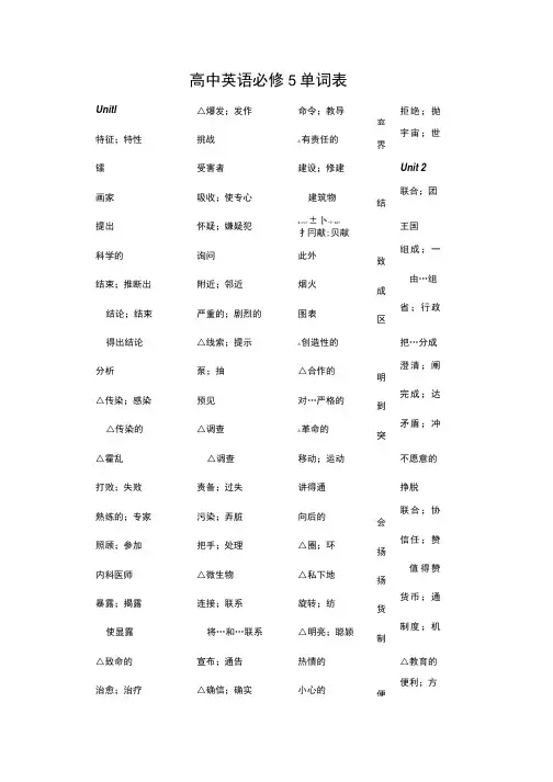 [精品]高中英语必修5单词表.doc