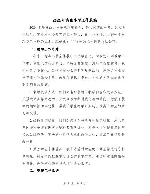 2024年青山小学工作总结