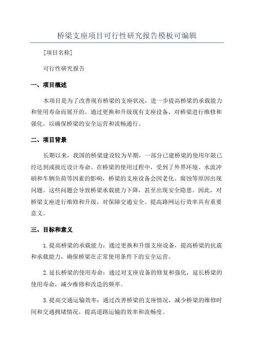 桥梁支座项目可行性研究报告模板可编辑