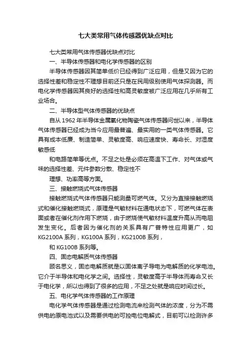 七大类常用气体传感器优缺点对比