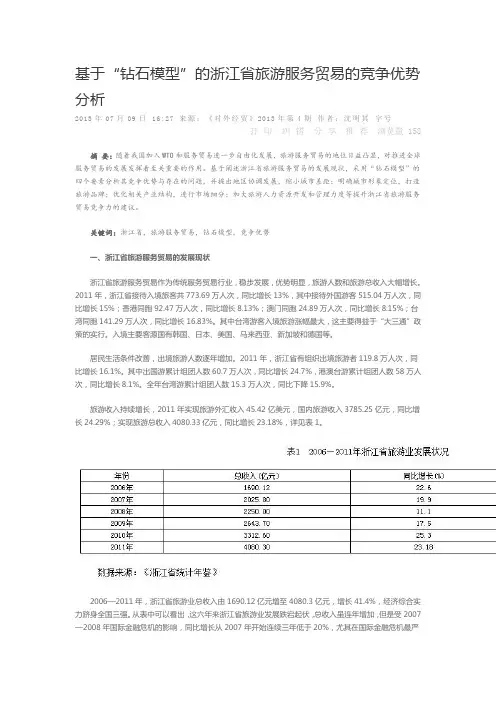 基于钻石模型的浙江省旅游服务贸易的竞争优势分析