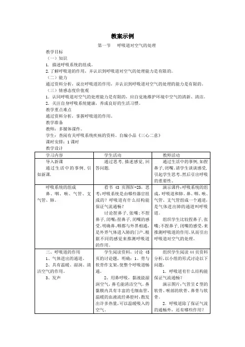 呼吸道对空气的处理