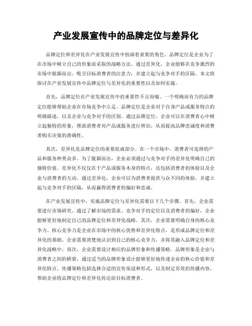 产业发展宣传中的品牌定位与差异化