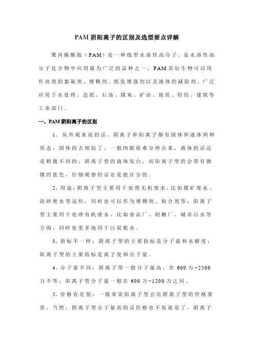 PAM阴阳离子的区别及选型要点详解