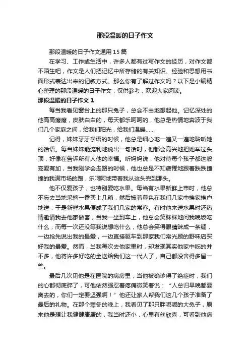 那段温暖的日子作文通用15篇
