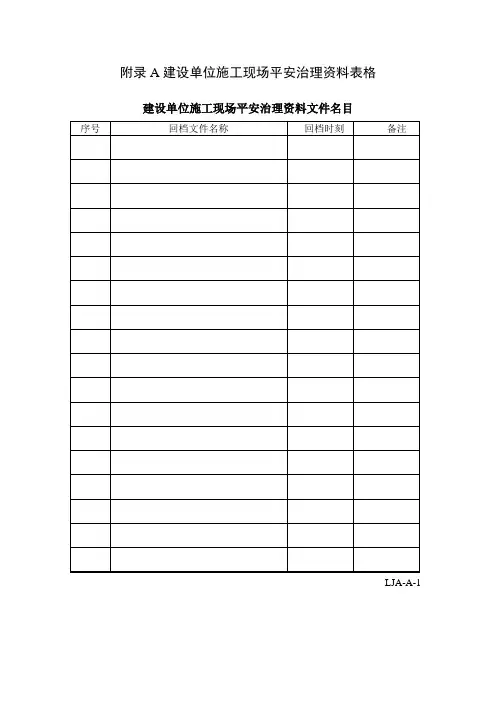 建设单位施工现场安全管理资料表格