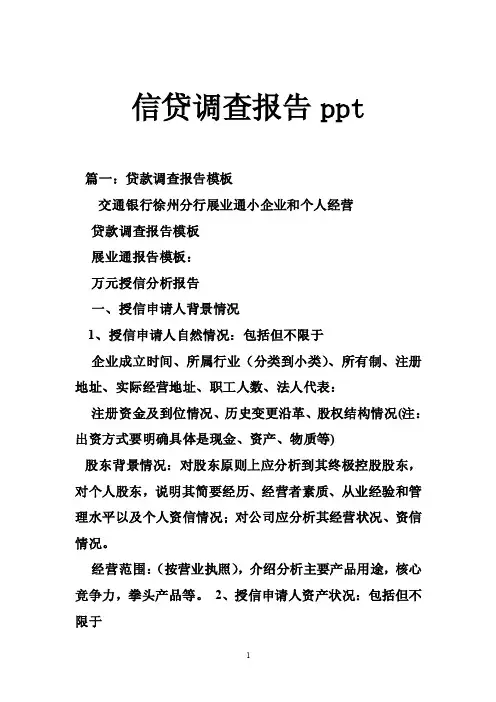 信贷调查报告ppt