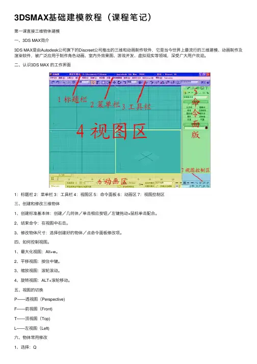 3DSMAX基础建模教程（课程笔记）