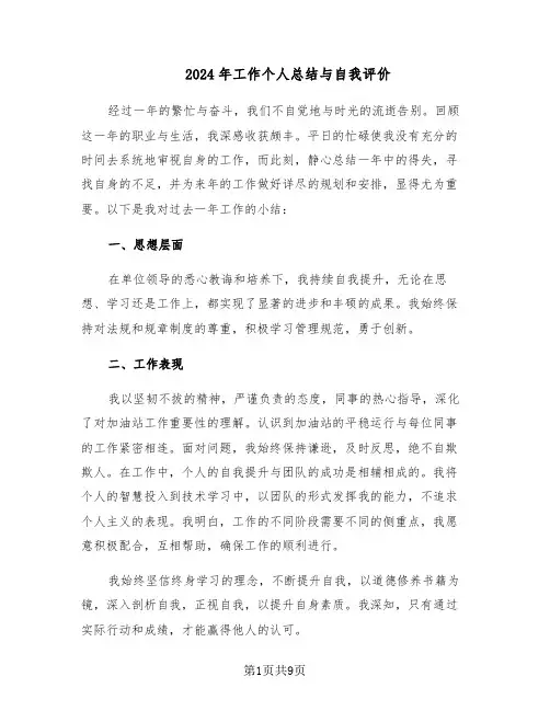 2024年工作个人总结与自我评价（5篇）