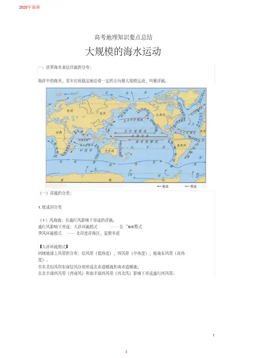 2020高考地理知识要点总结：大规模的海水运动