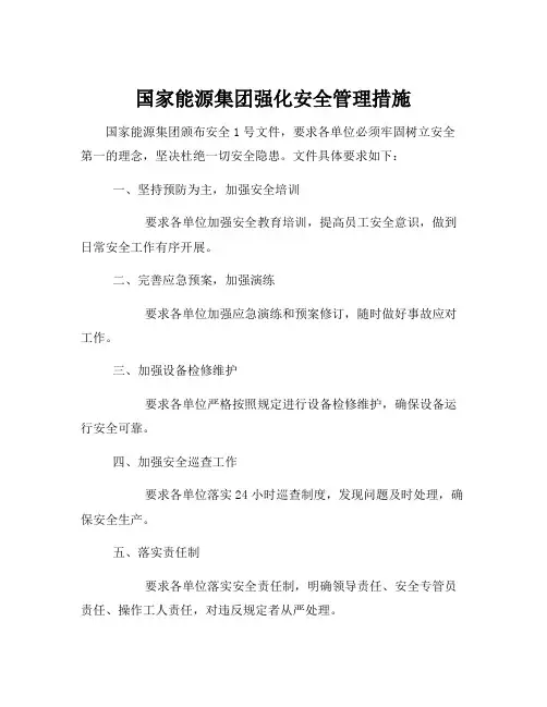 国家能源集团安全1号文件内容
