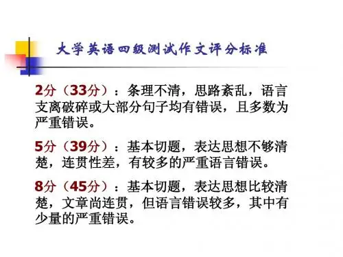 大学英语四级测试作文评分标准