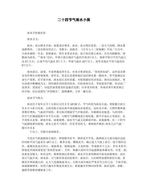 二十四节气雨水小报