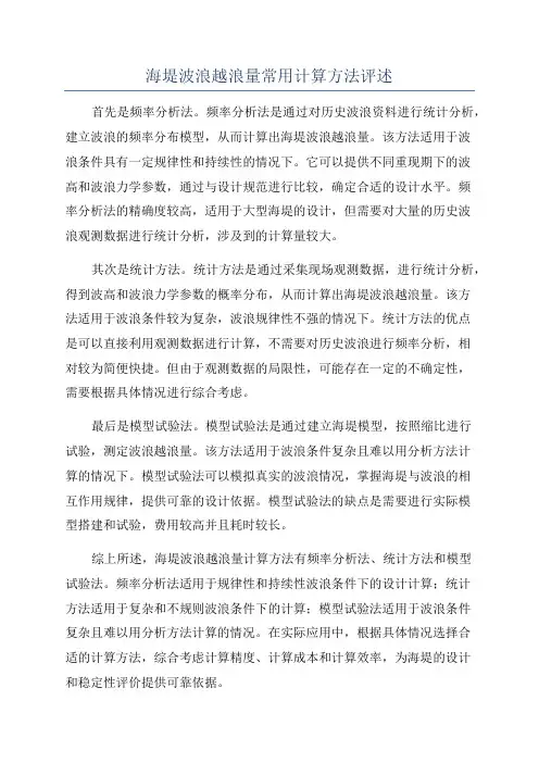 海堤波浪越浪量常用计算方法评述