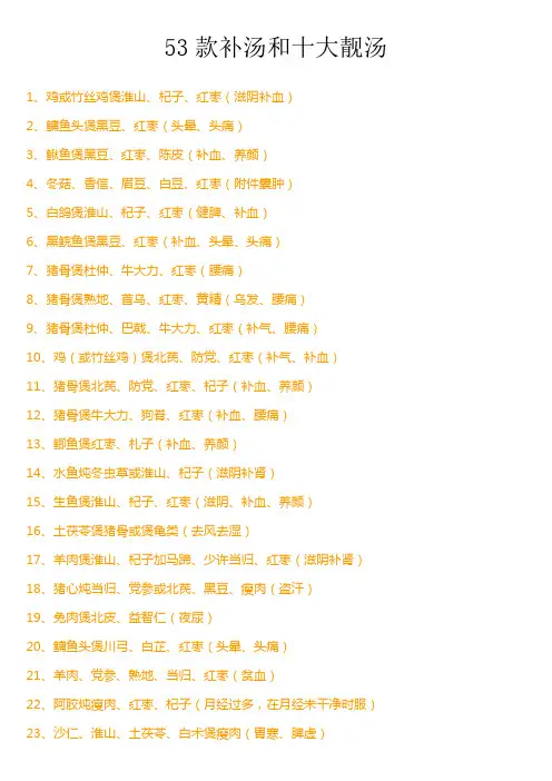 53款补汤和十大靓汤