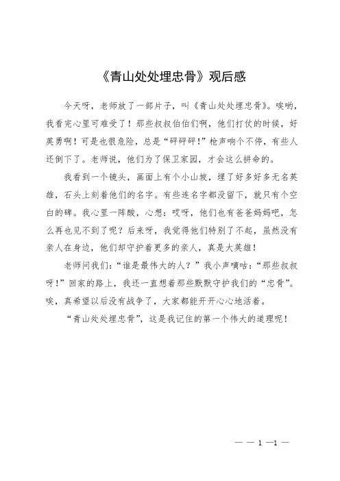 《青山处处埋忠骨》观后感