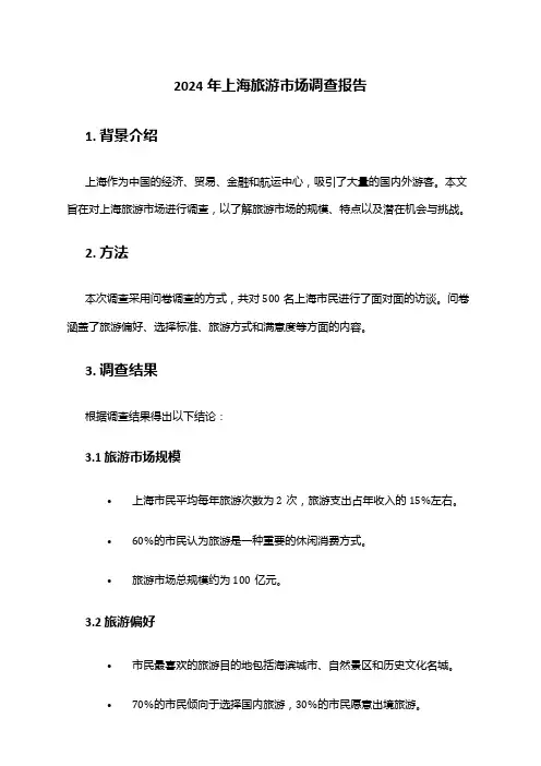 2024年上海旅游市场调查报告