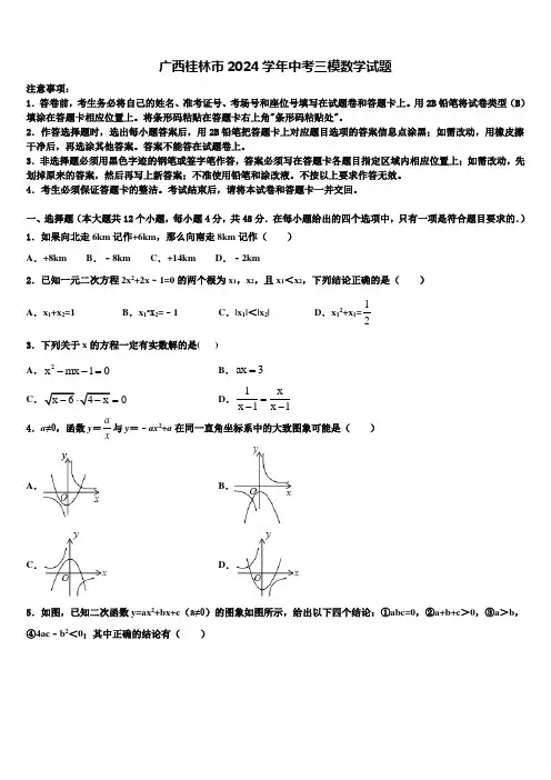 广西桂林市2024届中考三模数学试题含解析