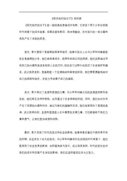 《阳光灿烂的日子》观后感