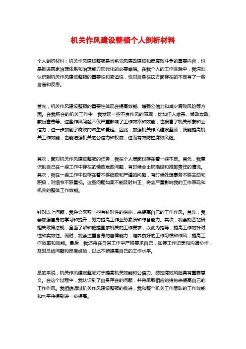 机关作风建设整顿个人剖析材料