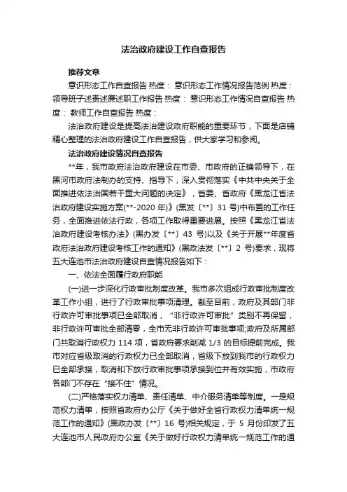 法治政府建设工作自查报告