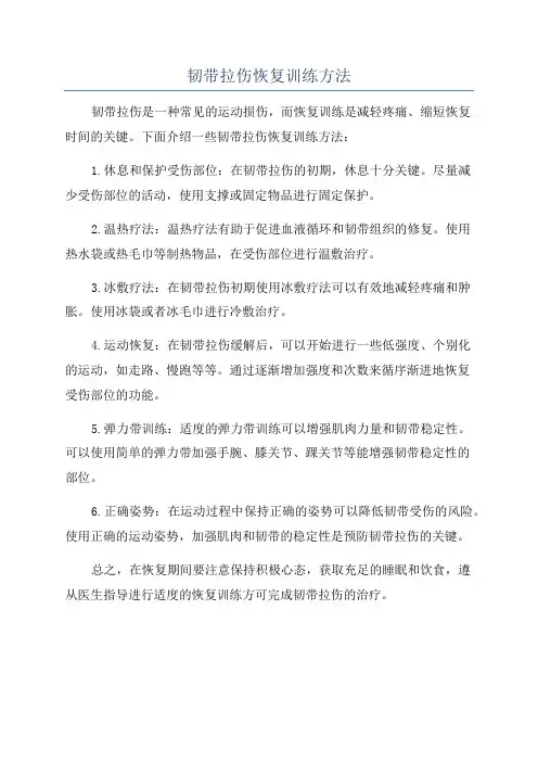 韧带拉伤恢复训练方法