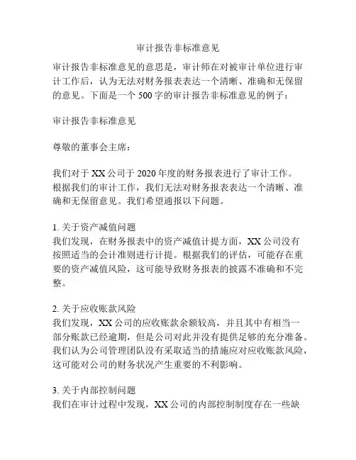 审计报告非标准意见