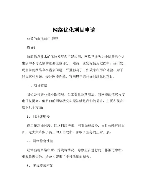 网络优化项目申请