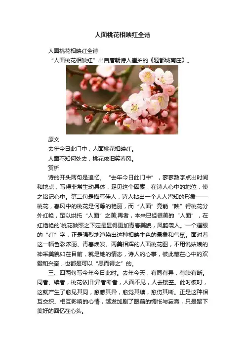 人面桃花相映红全诗