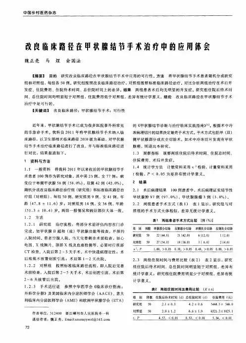 改良临床路径在甲状腺结节手术治疗中的应用体会