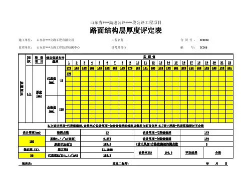 路面厚度代表值计算表第二版