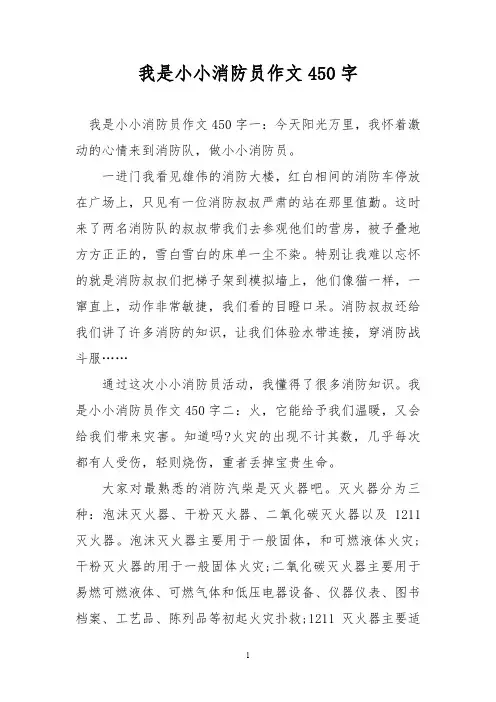 优秀作文：我是小小消防员作文450字