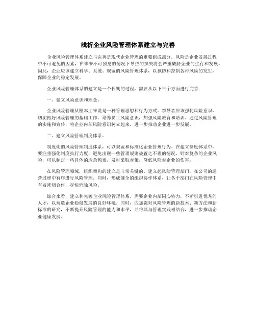 浅析企业风险管理体系建立与完善