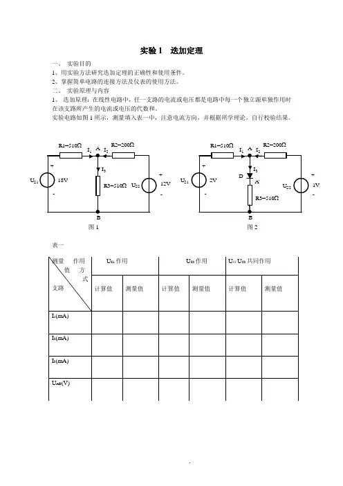 实验1叠加定理
