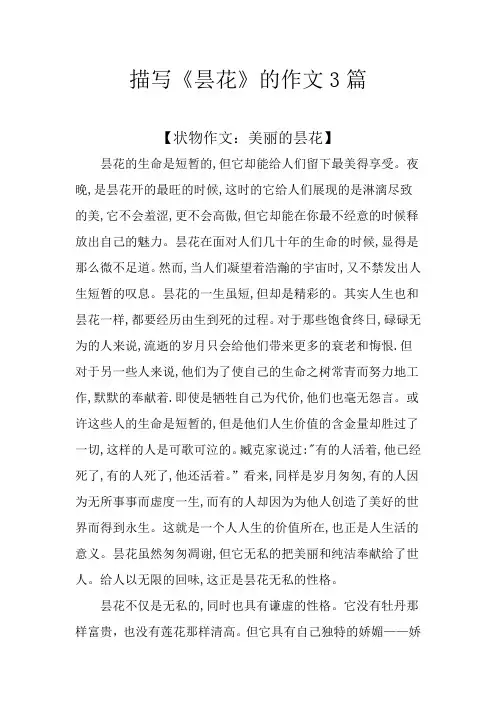描写《昙花》的作文3篇