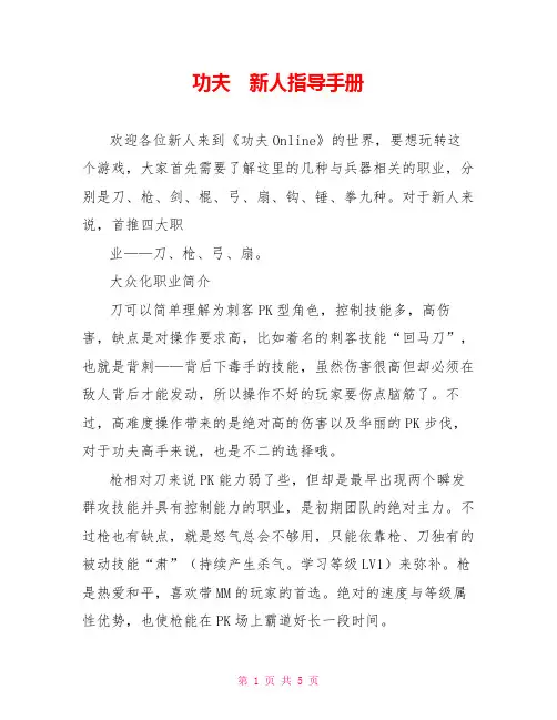 功夫 新人指导手册