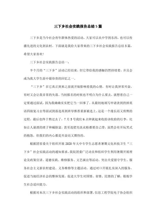 三下乡社会实践报告总结5篇